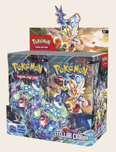 Stellar Crown Booster Box – sealed Pokémon TCG SV7 display with 36 packs
