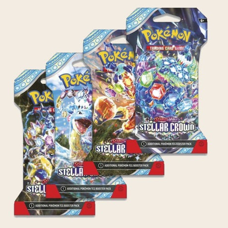 Stellar Crown Sleeved Booster Packs – full set of all 4 sealed Pokémon TCG artworks (SV7)