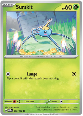 Surskit Obsidian Flames Single Pokemon Card