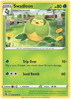 Swadloon Fusion Strike Pokemon Card Singles 010/264