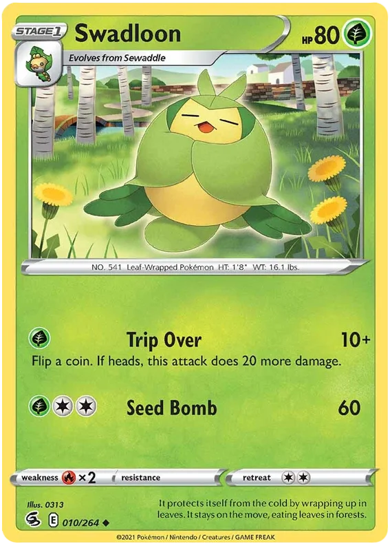 Swadloon Fusion Strike Pokemon Card Singles 010/264