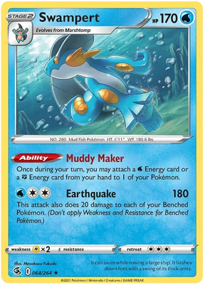 Swampert Fusion Strike Pokemon Card Singles 064/264