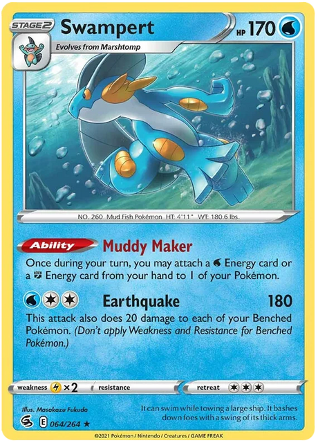 Swampert Fusion Strike Pokemon Card Singles 064/264