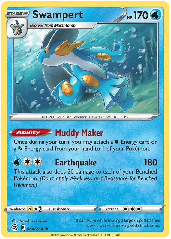 Swampert Fusion Strike Pokemon Card Singles 064/264