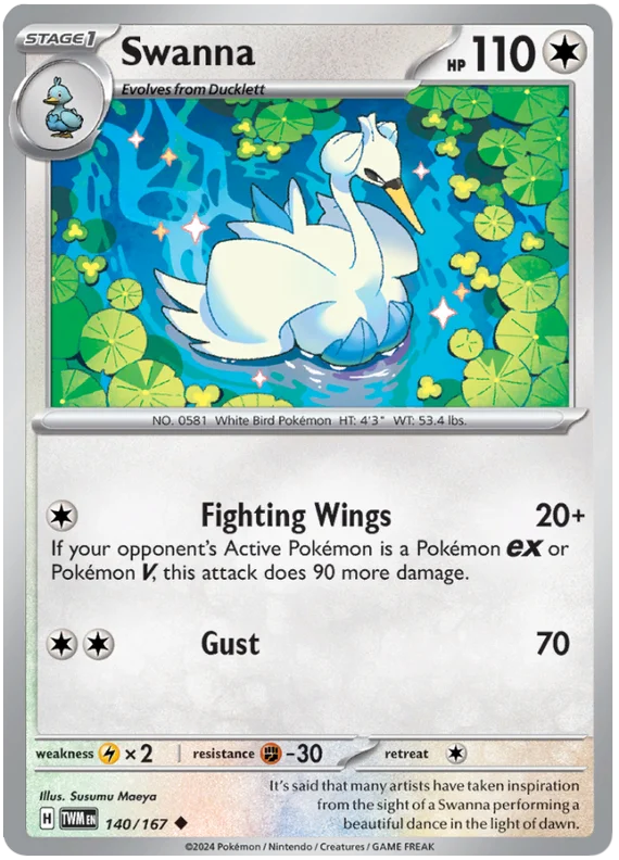 Swanna Twilight Masquerade Pokemon Single 140/167