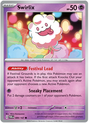 Swirlix Twilight Masquerade Pokemon Single 089/167