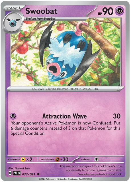 Swoobat Paldean Fates Pokemon Card Single 033/091
