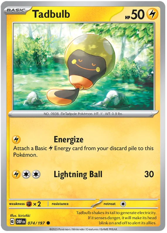 Tadbulb 074 Obsidian Flames Single Pokemon Card