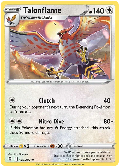 Talonflame 140/203 - Pokemon TCG Evolving Skies card