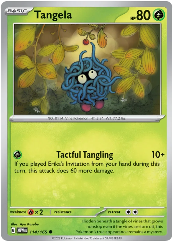 pokemon card tangela 151 Single 114/165 – Favorite Hobby Basic Weakness PSA 8 - Pokemon Card