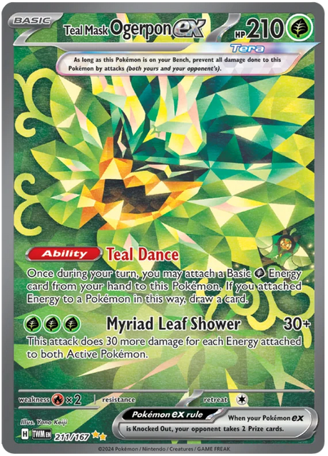 Teal Mask Ogerpon ex (Special Illustration Rare) Twilight Masquerade Pokemon Single 211/167