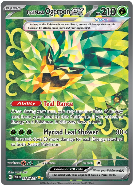 Teal Mask Ogerpon ex (Special Illustration Rare) Twilight Masquerade Pokemon Single 211/167