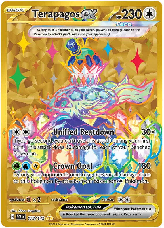 Terapagos ex Hyper Rare (Gold) Stellar Crown Pokemon Single Card 173/142