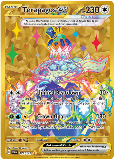 Terapagos ex Hyper Rare (Gold) Stellar Crown Pokemon Single Card 173/142
