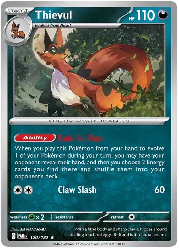 Thievul Paradox Rift Single Pokemon Card 120/182