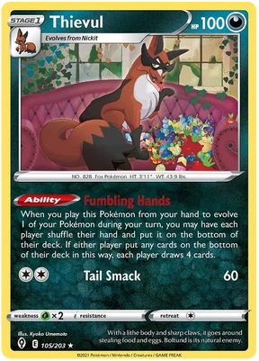 Thievul 105/203 - Pokemon TCG Evolving Skies card