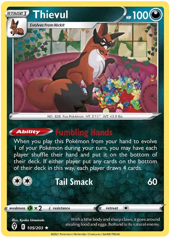 Thievul 105/203 - Pokemon TCG Evolving Skies card