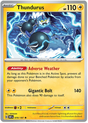 Thundurus Obsidian Flames Single Pokemon Card