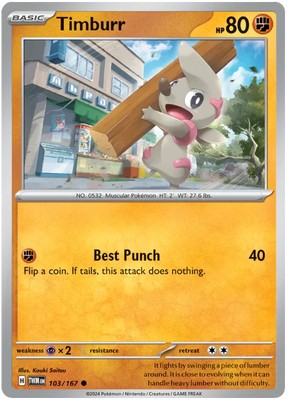 Timburr Twilight Masquerade Pokemon Single 103/167