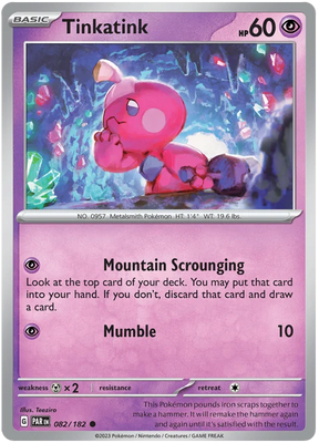 Tinkatink 082 Paradox Rift Single Pokemon Card 082/182