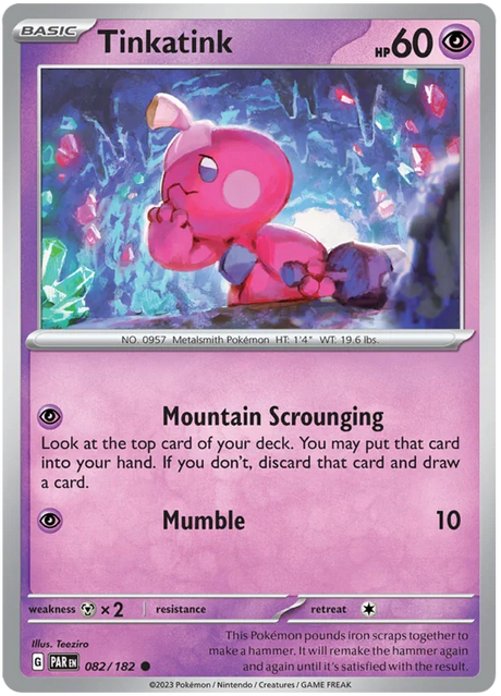 Tinkatink 082 Paradox Rift Single Pokemon Card 082/182
