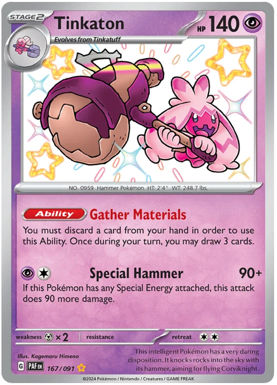 Tinkaton Paldean Fates Pokemon Card Single 167/091