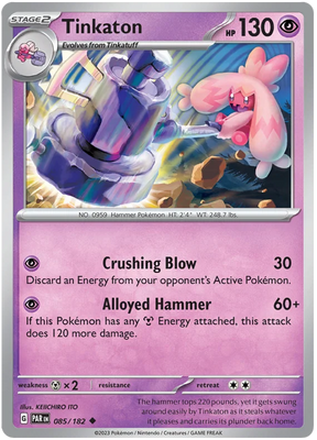 Tinkaton Paradox Rift Single Pokemon Card 085/182