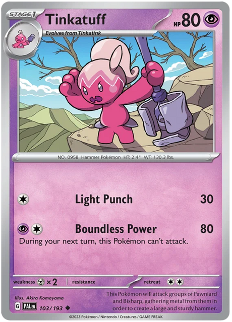 Tinkatuff 103 Paldea Evolved Single Pokemon Card