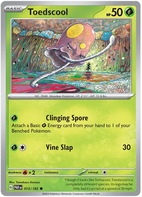 Toedscool 015 Paradox Rift Single Pokemon Card 015/182