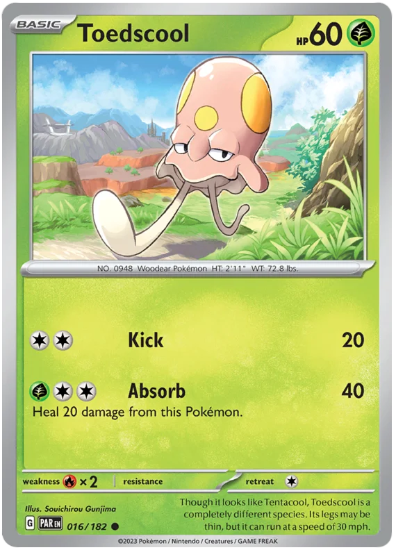 Toedscool 016 Paradox Rift Single Pokemon Card 016/182