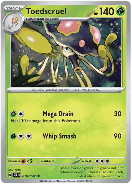Toedscruel Stellar Crown Pokemon Single Card 018/142