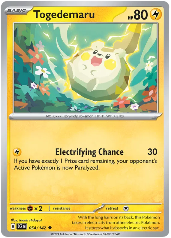 Togedemaru Stellar Crown Pokemon Single Card 054/142