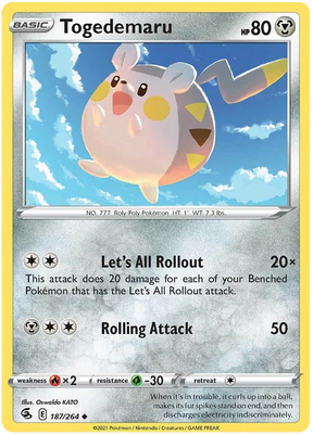 Togedemaru Fusion Strike Pokemon Card Singles 187/264