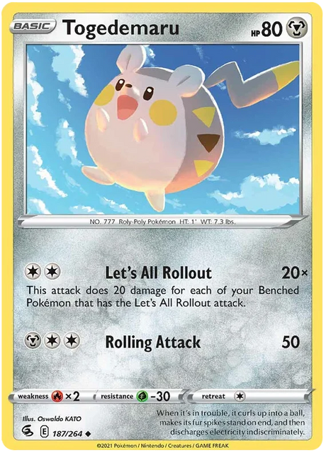 Togedemaru Fusion Strike Pokemon Card Singles 187/264