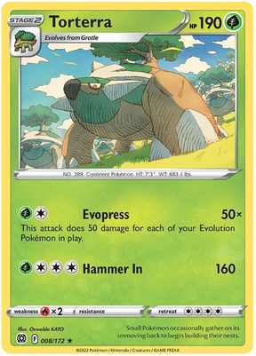 Torterra Brilliant Stars Pokemon Card Singles 008/172