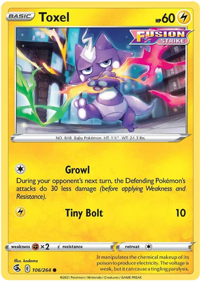 Toxel Fusion Strike Pokemon Card Singles 106/264