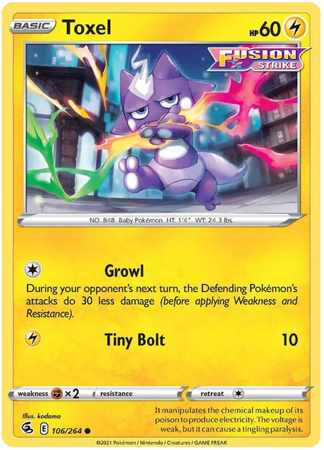 Toxel Fusion Strike Pokemon Card Singles 106/264