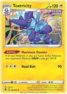 Toxtricity Fusion Strike Pokemon Card Singles 108/264