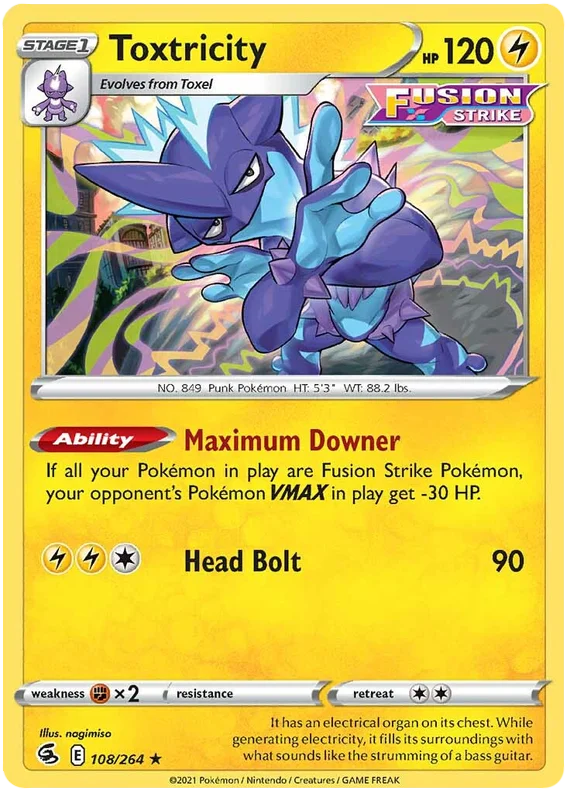 Toxtricity Fusion Strike Pokemon Card Singles 108/264