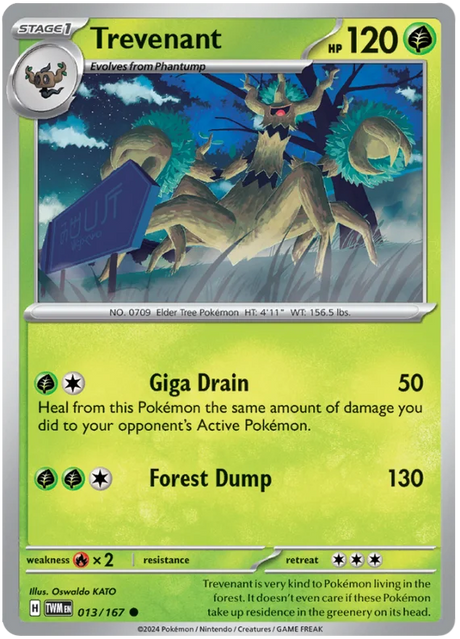Trevenant Twilight Masquerade Pokemon Single 013/167