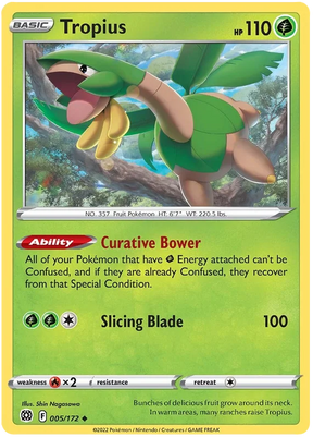 Tropius Brilliant Stars Pokemon Card Singles 005/172