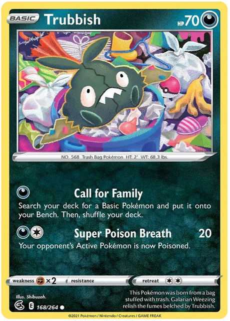Trubbish Fusion Strike Pokemon Card Singles 168/264
