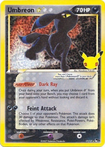 Umbreon Star Celebrations Classic Collection Pokemon Card Single 17/17