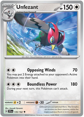 Unfezant Temporal Forces Pokemon Single 135/162