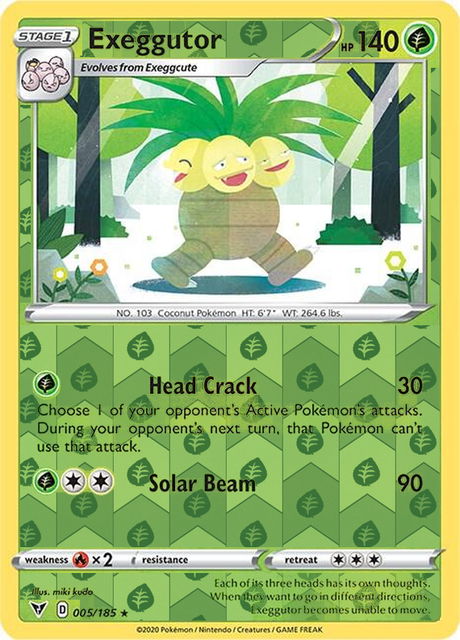 Exeggutor 005/185, Vivid Voltage, Reverse Holo finish, representative matte composite
