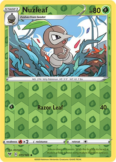 Nuzleaf 011/185, Vivid Voltage, Reverse Holo finish, representative matte composite
