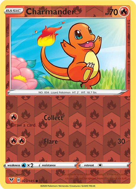 Charmander 023/185, Vivid Voltage, Reverse Holo finish, representative matte composite