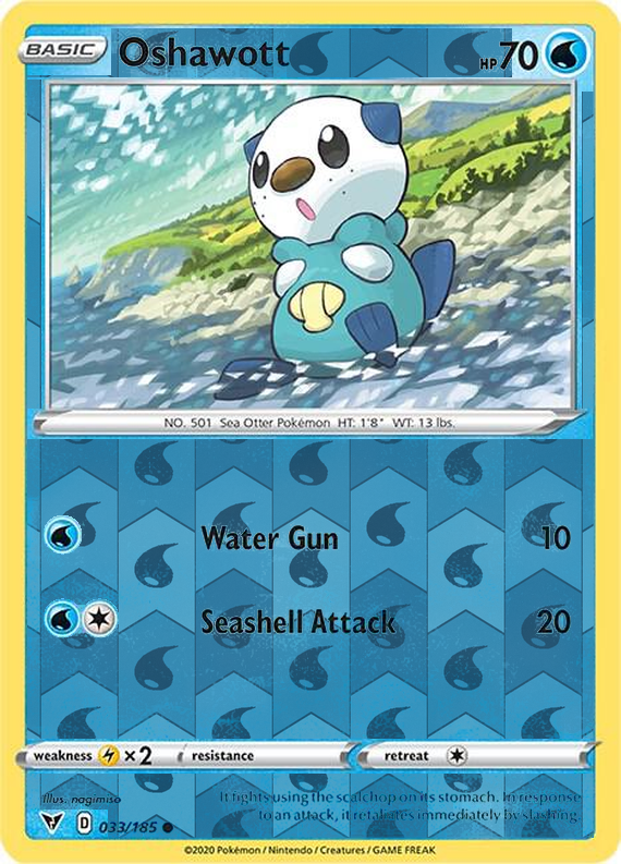 Oshawott 033/185, Vivid Voltage, Reverse Holo finish, representative matte composite