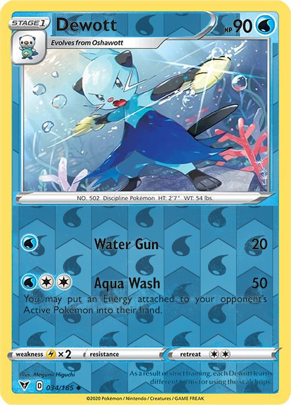 Dewott 034/185, Vivid Voltage, Reverse Holo finish, representative matte composite