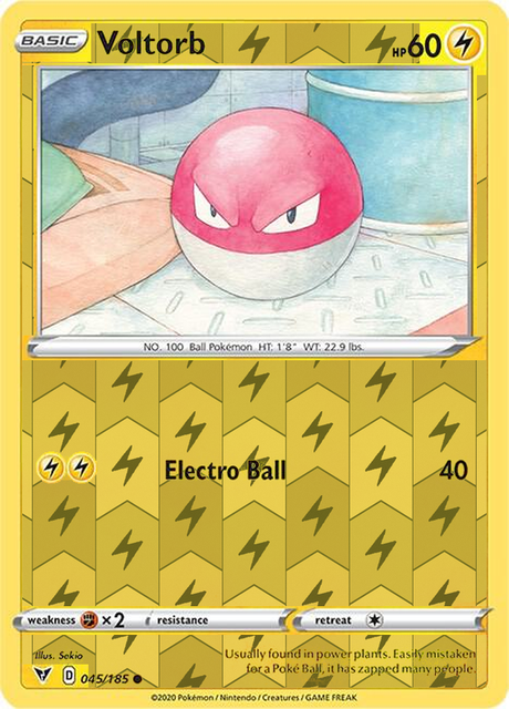 Voltorb 045/185, Vivid Voltage, Reverse Holo finish, representative matte composite